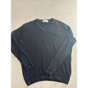 Vintage St Croix Mondo Uomo Black Textured V Neck Long Sleeve Sweater Mens Large